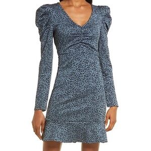 Chelsea28 Puff Long Sleeve Jacquard Dress in
Teal- Black Diara Jacquard